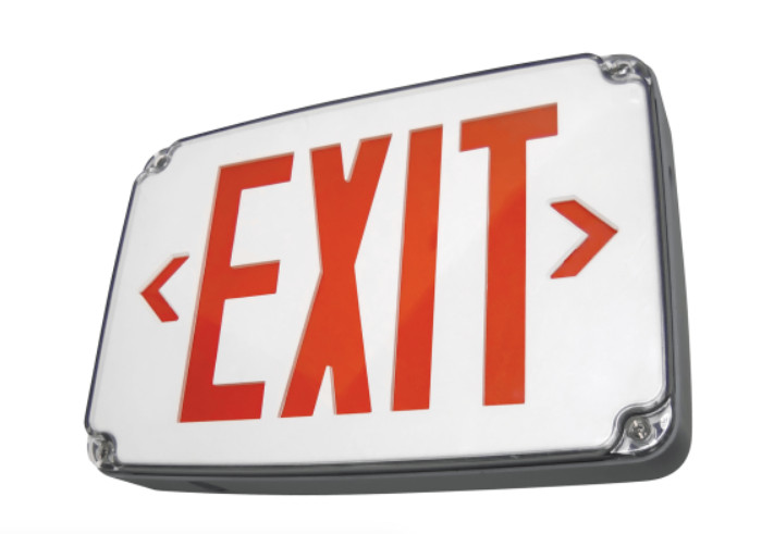 Cree E-XPL1RBCWW Led Weatherproof Exit Sign White Face Red Letters