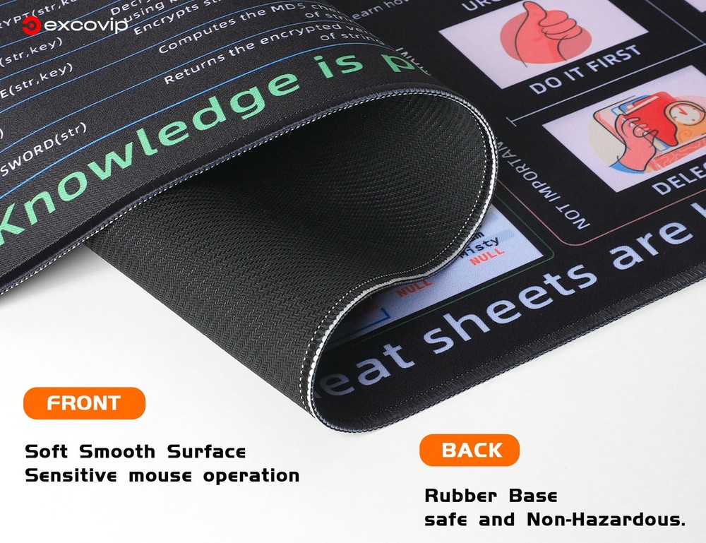 SQL Cheat Sheet Mouse Pad Database Shortcut Key Mat Large Anti Slip 80x30 cm