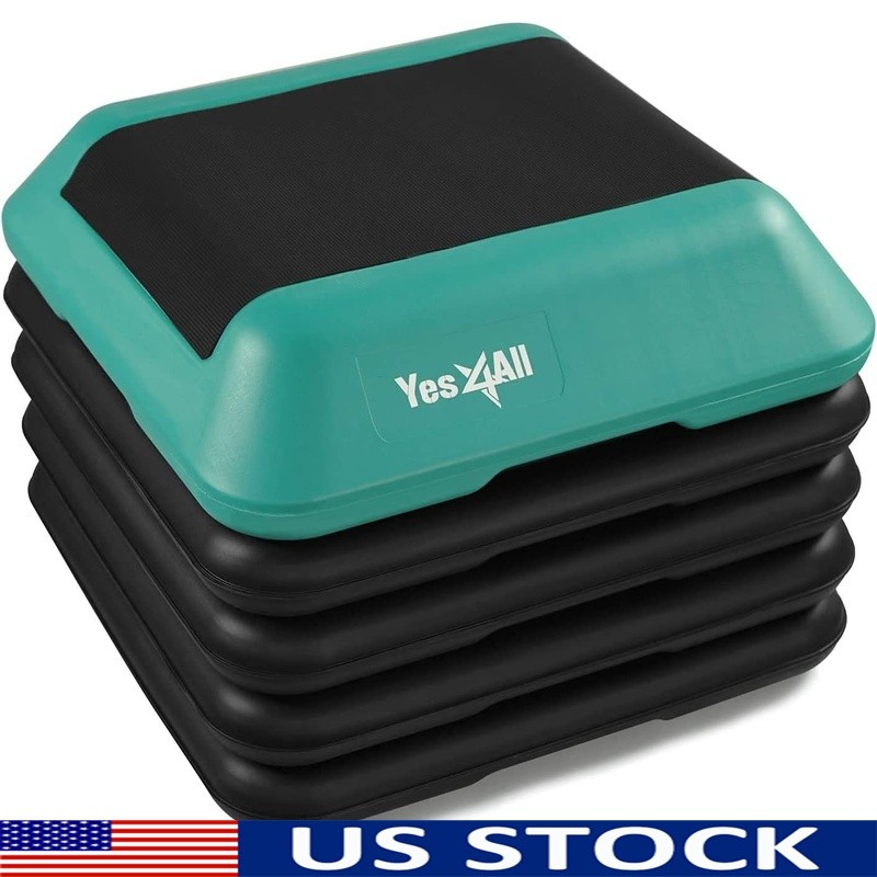 Anti-Slip Aerobic Step Platform W/ Adjustable Height & Removable Risers Exercise