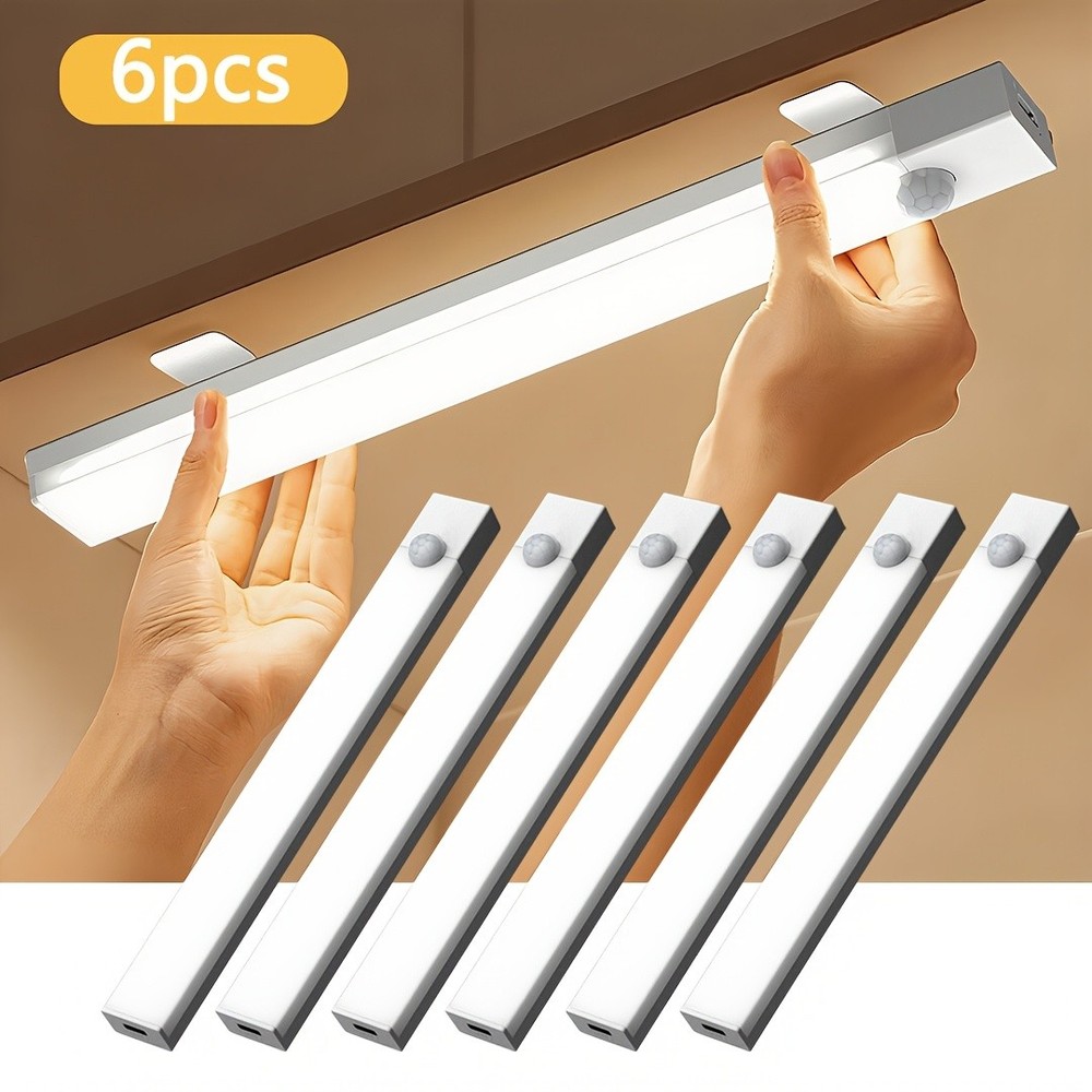 Upgraded User Friendly 6PCS LED Motion Sensor Lights Under Cabinet Kitchen Night