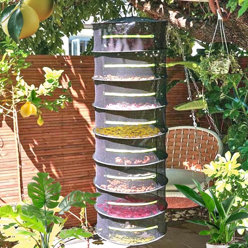 Herb Drying Rack, Breathable Mesh, 8 Layers, Black, Nylon, Polyester, Hanging...