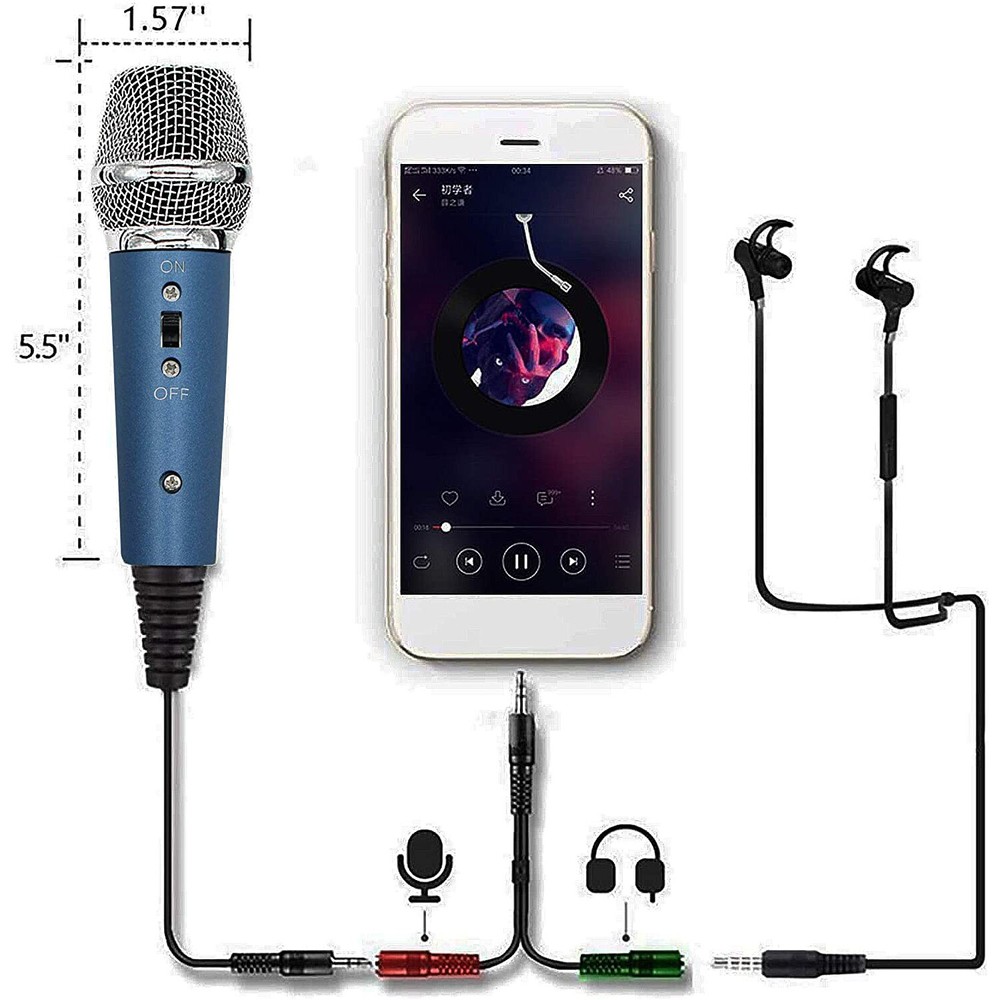 Condenser Recording Microphone 3.5mm Plug & Play for Mac PC Android Gaming Blue