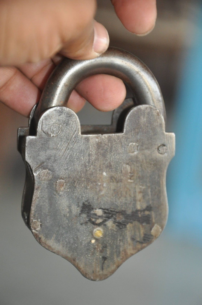 Vintage Iron Unique Shape Handcrafted Solid Brass fitted Padlock