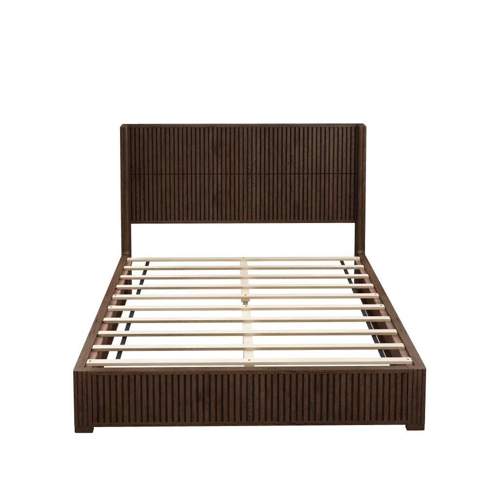 King Platform Bed Frame w/ Solid Wood Headboard, Easy Assembly