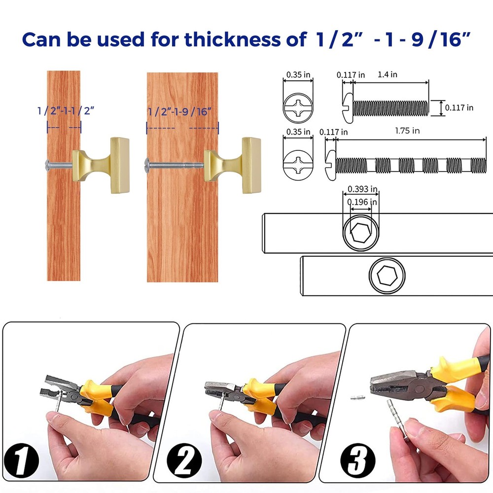 10 Pack Brushed Gold Square Cabinet Knobs Drawer Pulls Kitchen Hardware