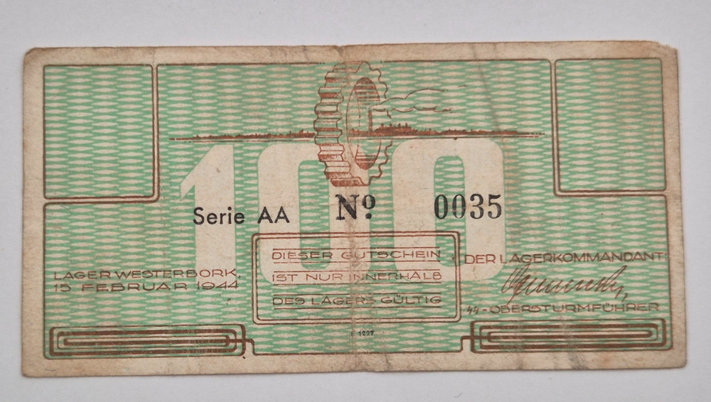 Concentration Camp  "Westerbork" Netherlands 1944  100 CENT  WITHOUT WATERMARK
