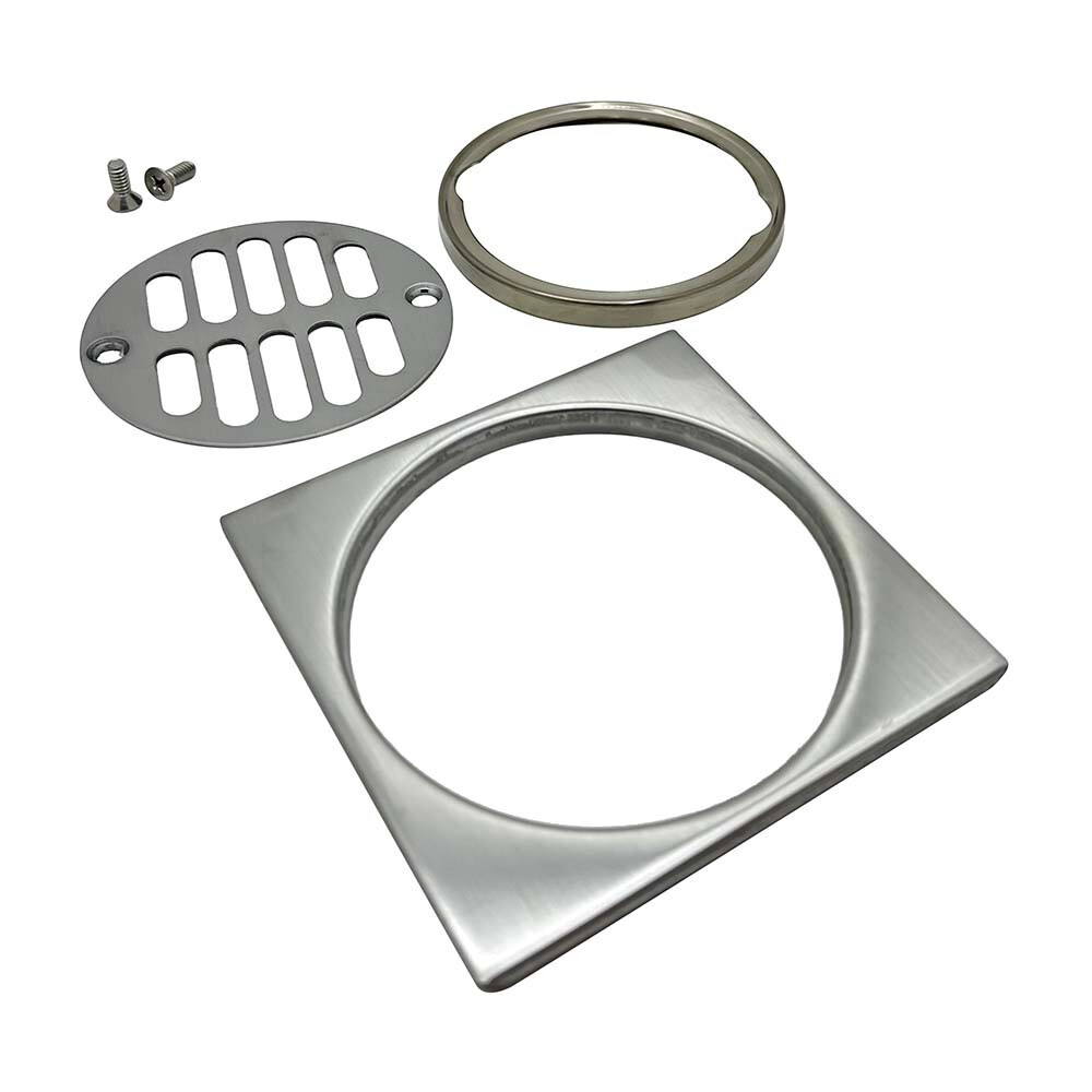 9407031 Square Shower Drain Trim Kit Includes Cover, Ring & Round Strainer