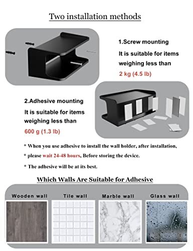 NOTMBESTM Bedside Wall Shelf Organizer Small Mount Black