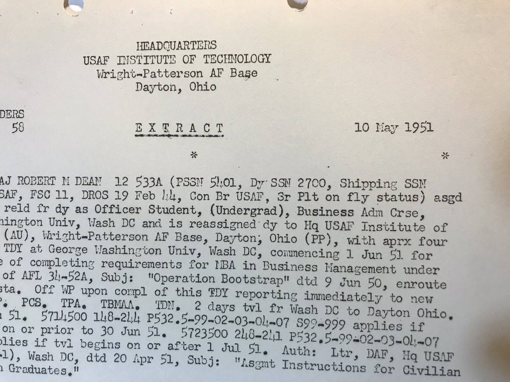 Operation Bootstrap Original Pilots Copy Documents 1951 Wright Patterson AFB