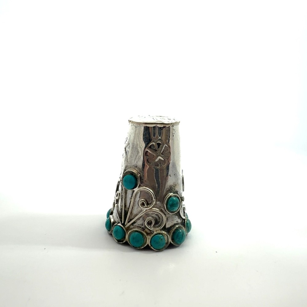 Sterling Silver and Turquoise Sewing Thimble