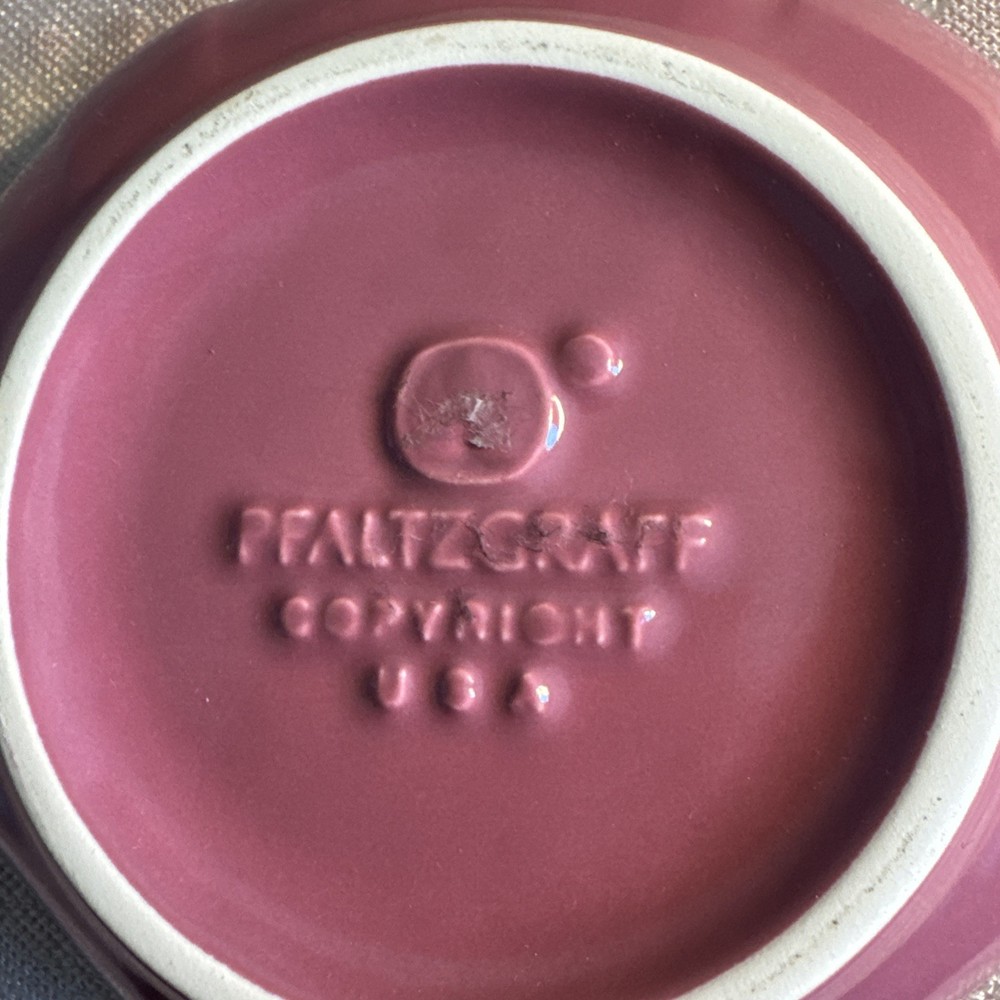 Retro 80's Style Pfaltzgraff Deep Mauve Shell Soap Dish & Cup Bathroom Set