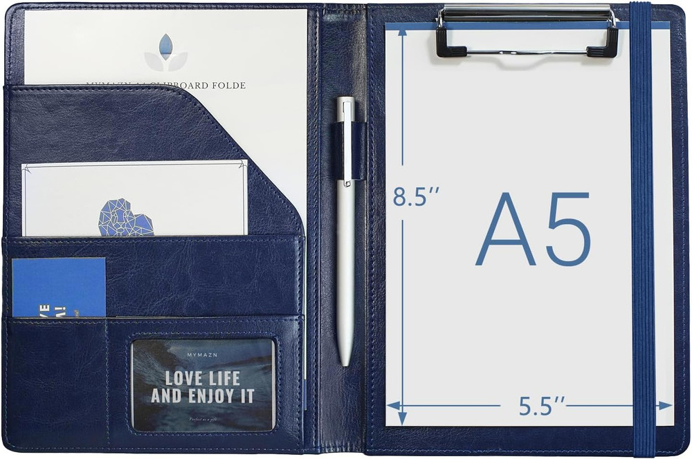 Small Padfolio Clipboard A5 Folder for Writing Pad Refillable 5 X 8 Note Pad, F