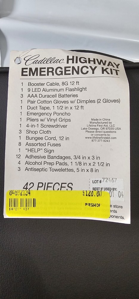 Cadillac Emergency Road Side Kit