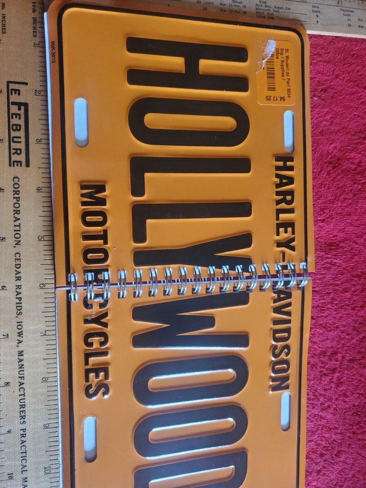 HARLEY AVIDSON SPIRAL BOUND Aluminum License Plate.