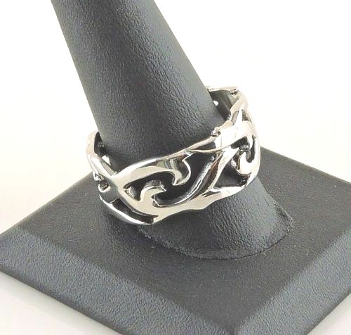 Silver - Stainless Steel Filigree Band Ring