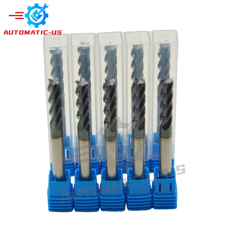 10Pcs 4 Flute Variable Helix Solid Carbide 1/4" x 1" x 3" End Mill -AlTiN Coated