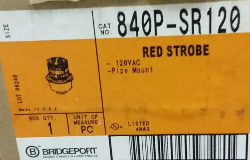 ⚡️Bridgeport 840P-SR120 Red Strobe Light 120V