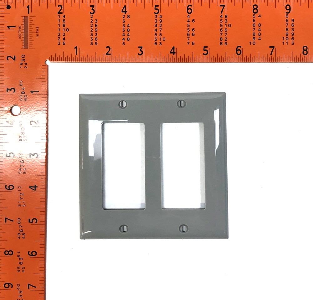 Hubbell 2Gang Smooth Nylon Rectangular Opening Gray Wall Plate 12pcs HPS2GY NOS
