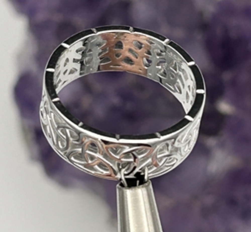 Celtic Sterling Silver Faith Trinity Knot 7mm Band Ring