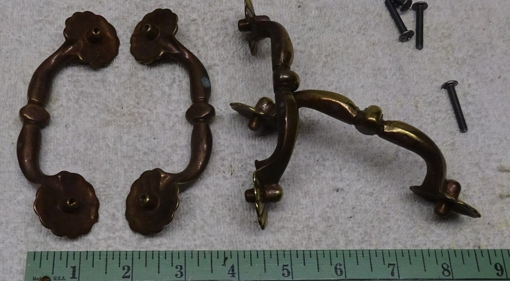 * Vintage - Keller (?) BRASS - MID CENTURY Drawer Pulls - PINWHEEL" Design **
