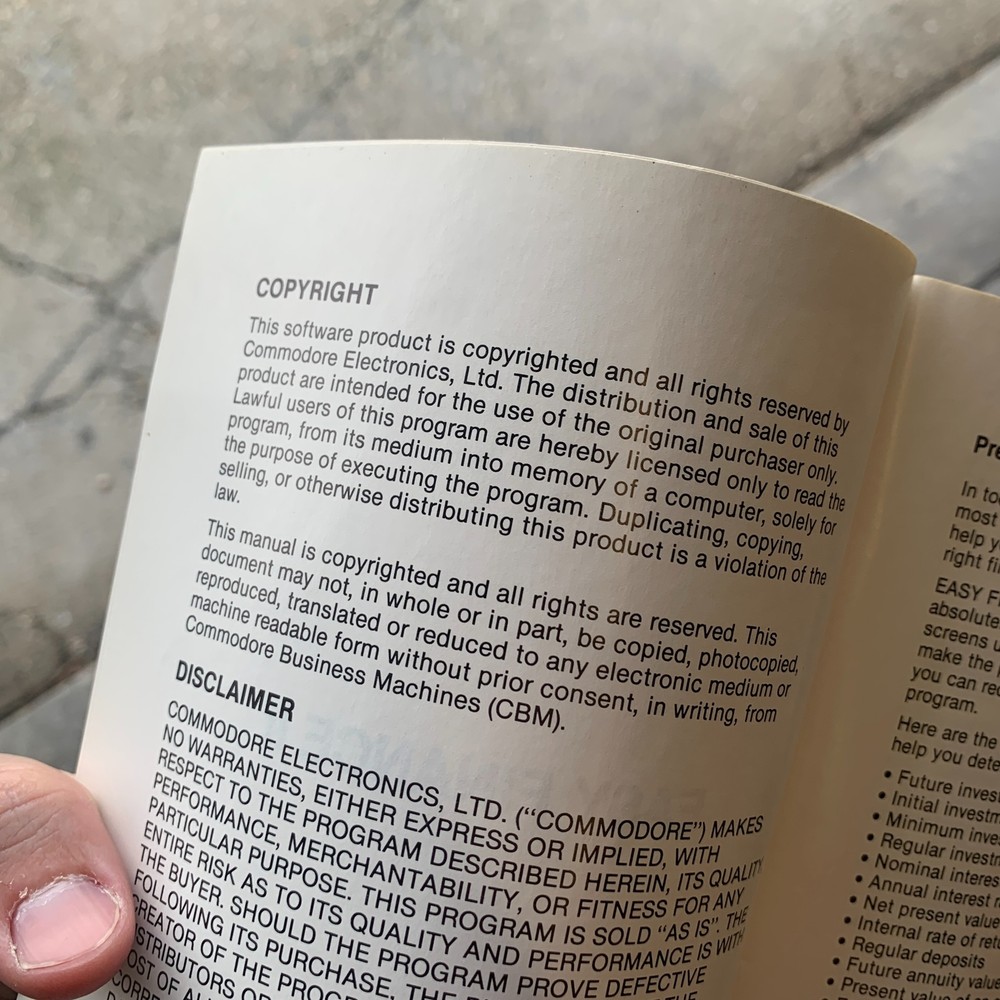 VTG Commodore 64 EASY FINANCE II Manual 1983 Commodore Electronics