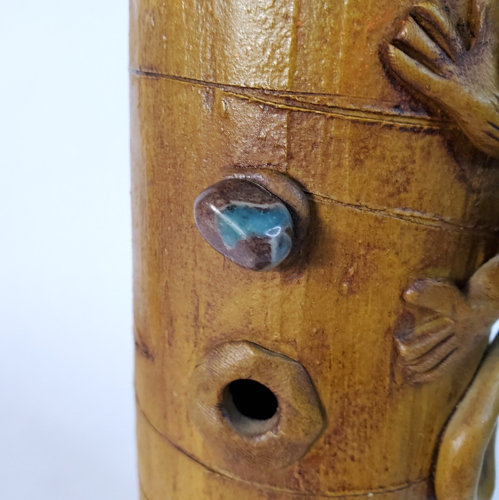 Handmade Monkey on Bamboo Incense Burner