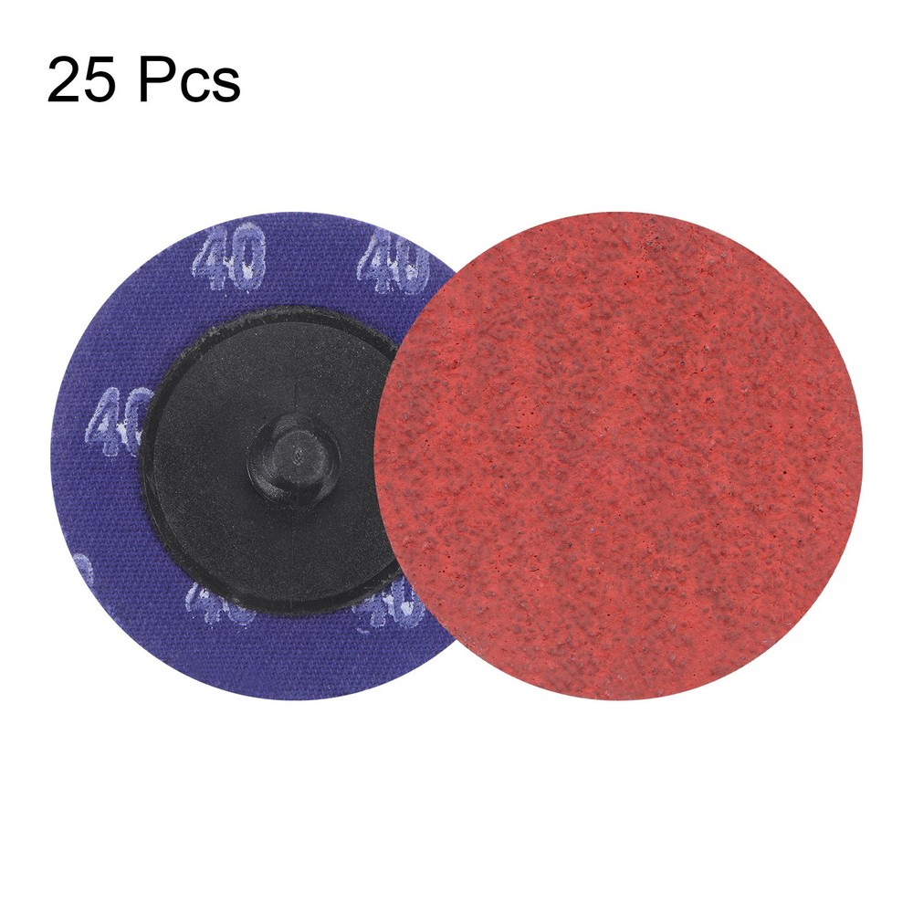 25pcs 2" 40 Grit Quick Change R-Type Sanding Discs Ceramic Grains Red Blue