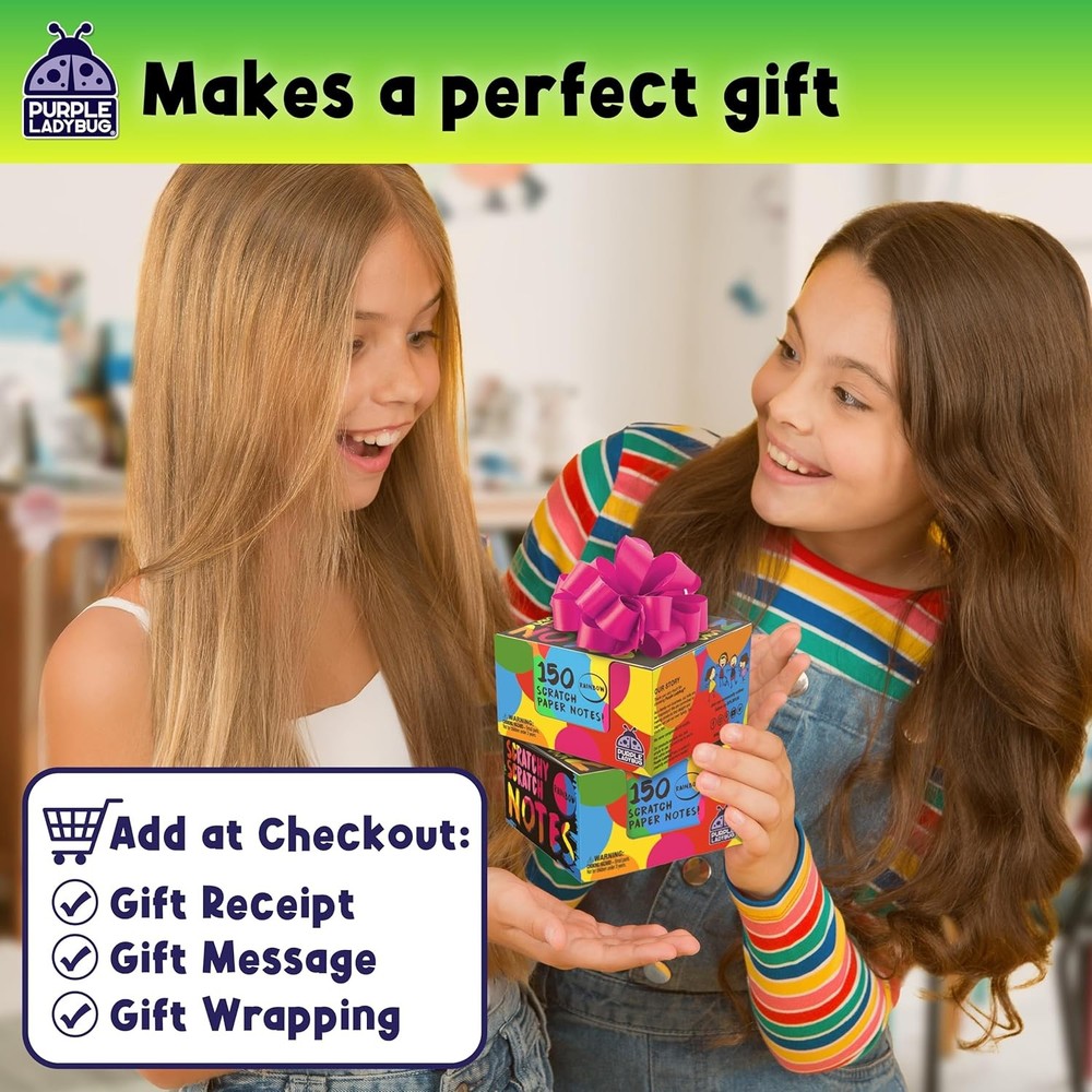 Scratch Art Mini Notes for Kids – set with 150 Rainbow Sheets with Stylus