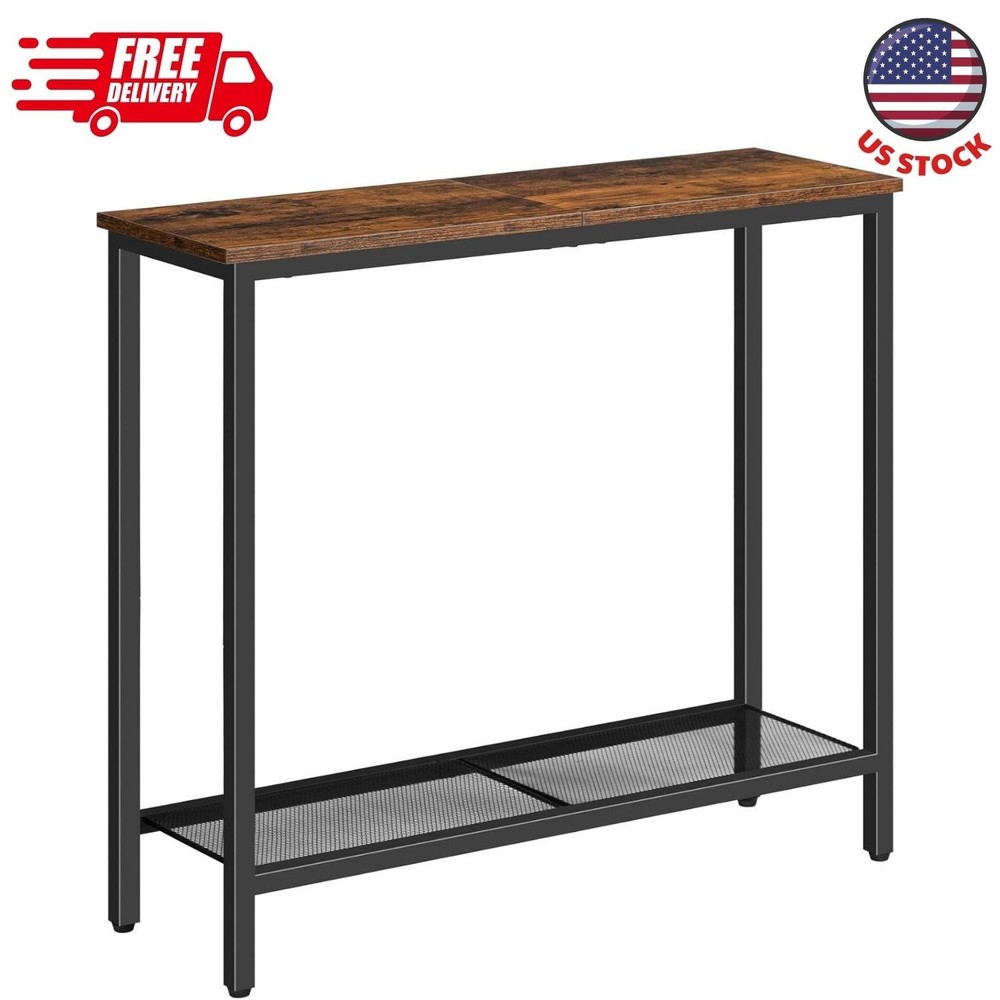 29.5" Narrow Console Table, Small Entryway Table with Shelf, 2 Tier Thin
