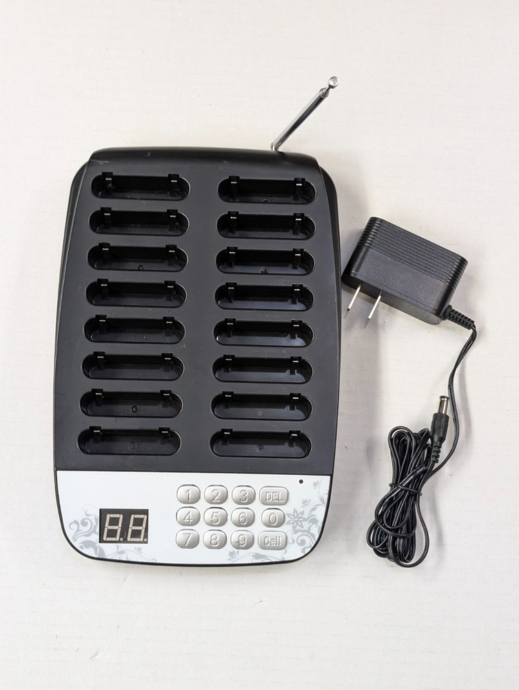 Wireless Restaurant Pager Transmitter Keypad Base w/ Charging & Adapter