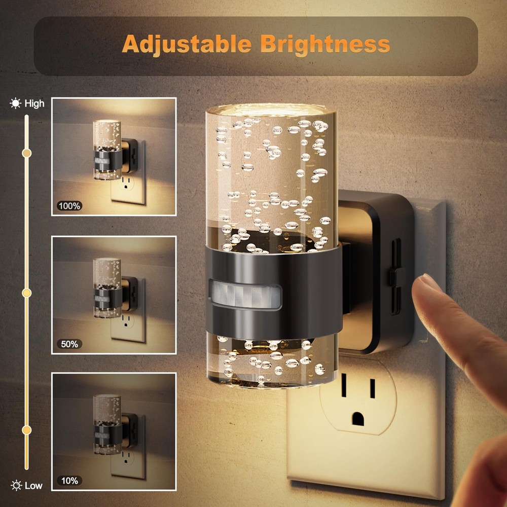 JandCase Motion Sensor Night Light, Night Lights Plug Into Wall, 2 Pack 3000k LE