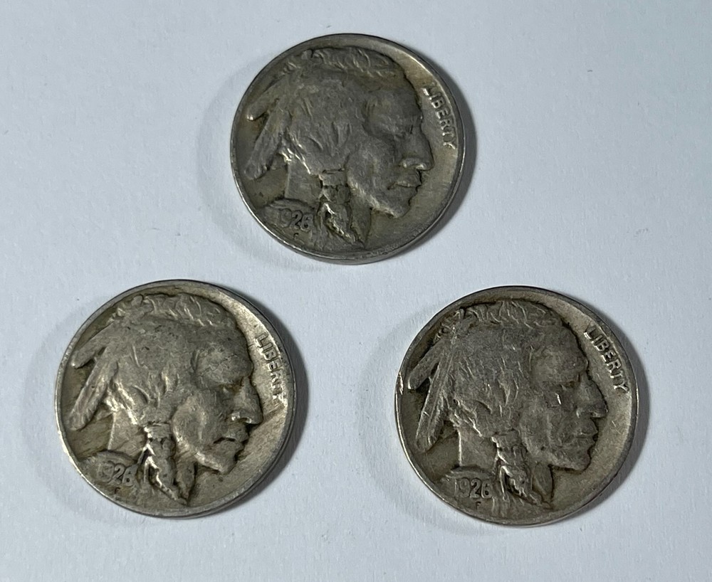 Errors 1926 Buffalo 5C (#20711) Obv Die issues 3 pcs