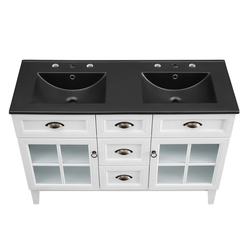 Modway Isle 48" Bathroom Vanity With Dual Sinks in White Black