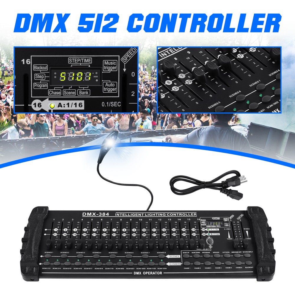 DMX 512 Controller Console 384 Channels Party DJ Laser Operator Stage Lighting