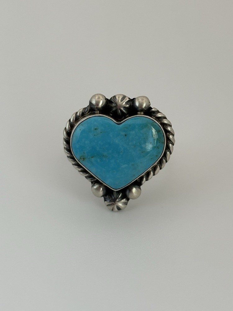 sterling silver turquoise heart ring size adjustable
