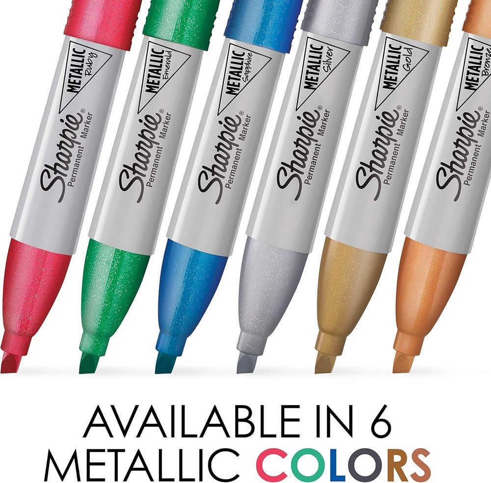 Chisel Tip Metallic Permanent Markers - 3 Pack, Versatile for All Projects