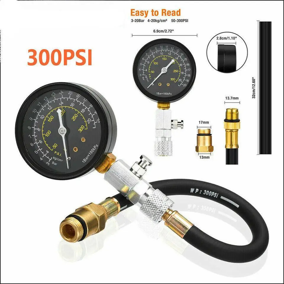 Engine Cylinder Compression Gauge Tester Kit Gas Engine Diagnostic Tester Tool ﻿