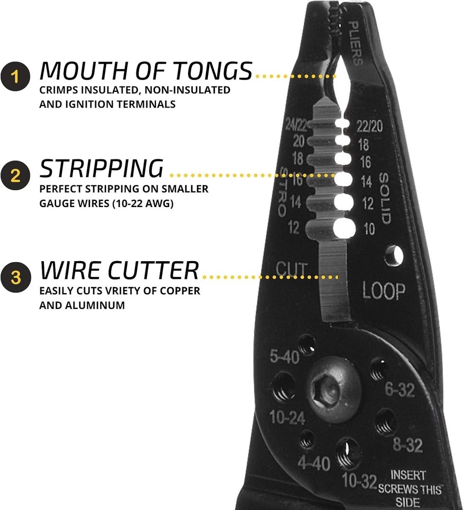 Versatile Wire Stripper and Cutter - 8-Inch Tool for Electrical and DIY Projects