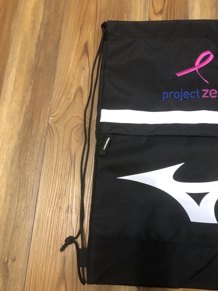 Mizuno Black Project Zero Drawstring Drawback Bag Gym Softball Baseball