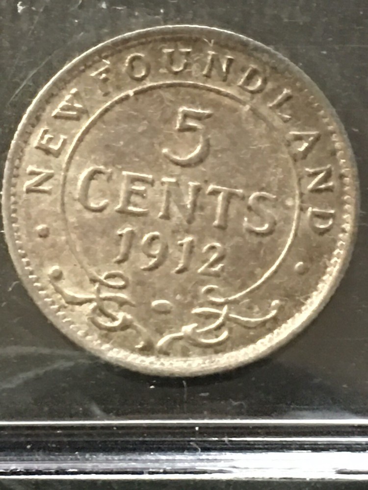 1912 ICCS Graded Newfoundland, ¢5 Cent, **AU-55**