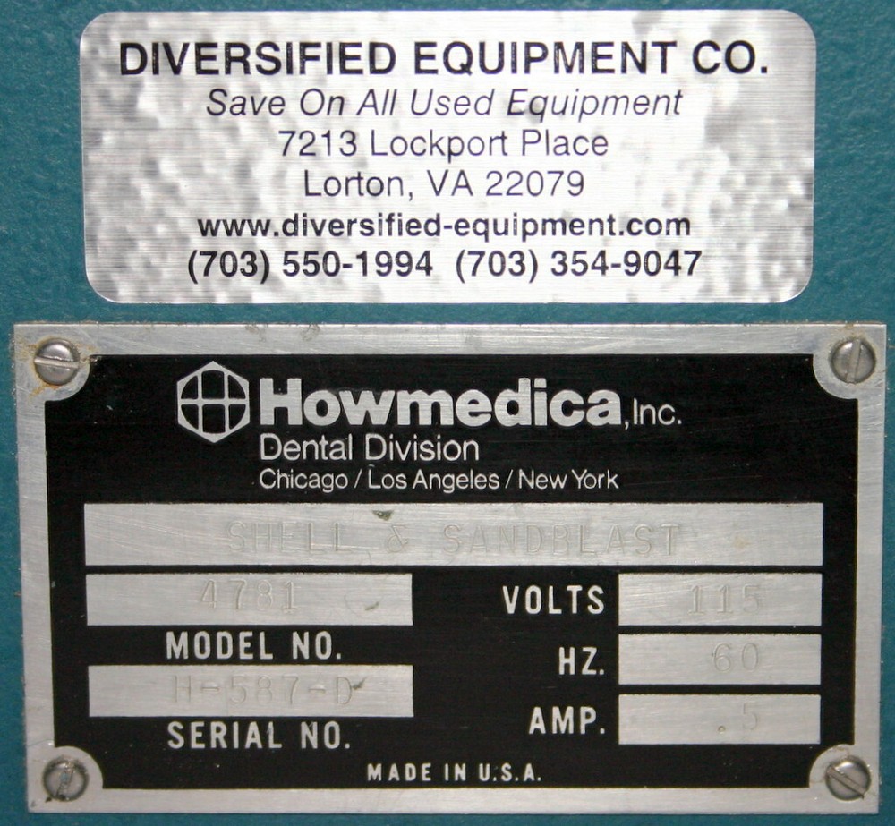 HOWMEDICA SHELL & SANDBLASTER, MODEL 4781