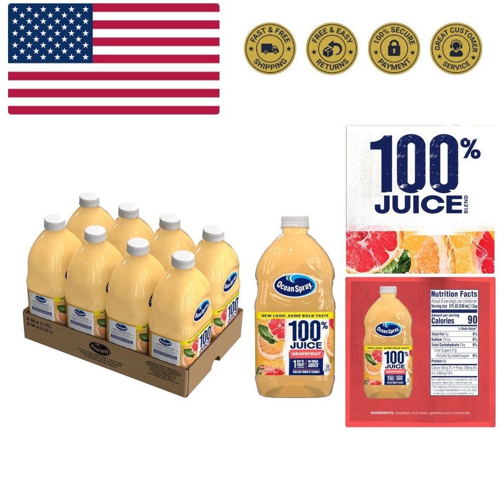 Juice, 100% Grapefruit, 60 Ounce Pack of 8
