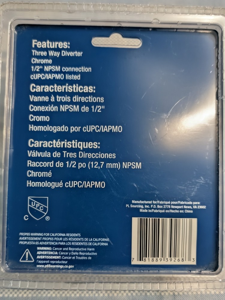 PROFLO PFSASD02CP Three Way Shower Diverter - Chrome