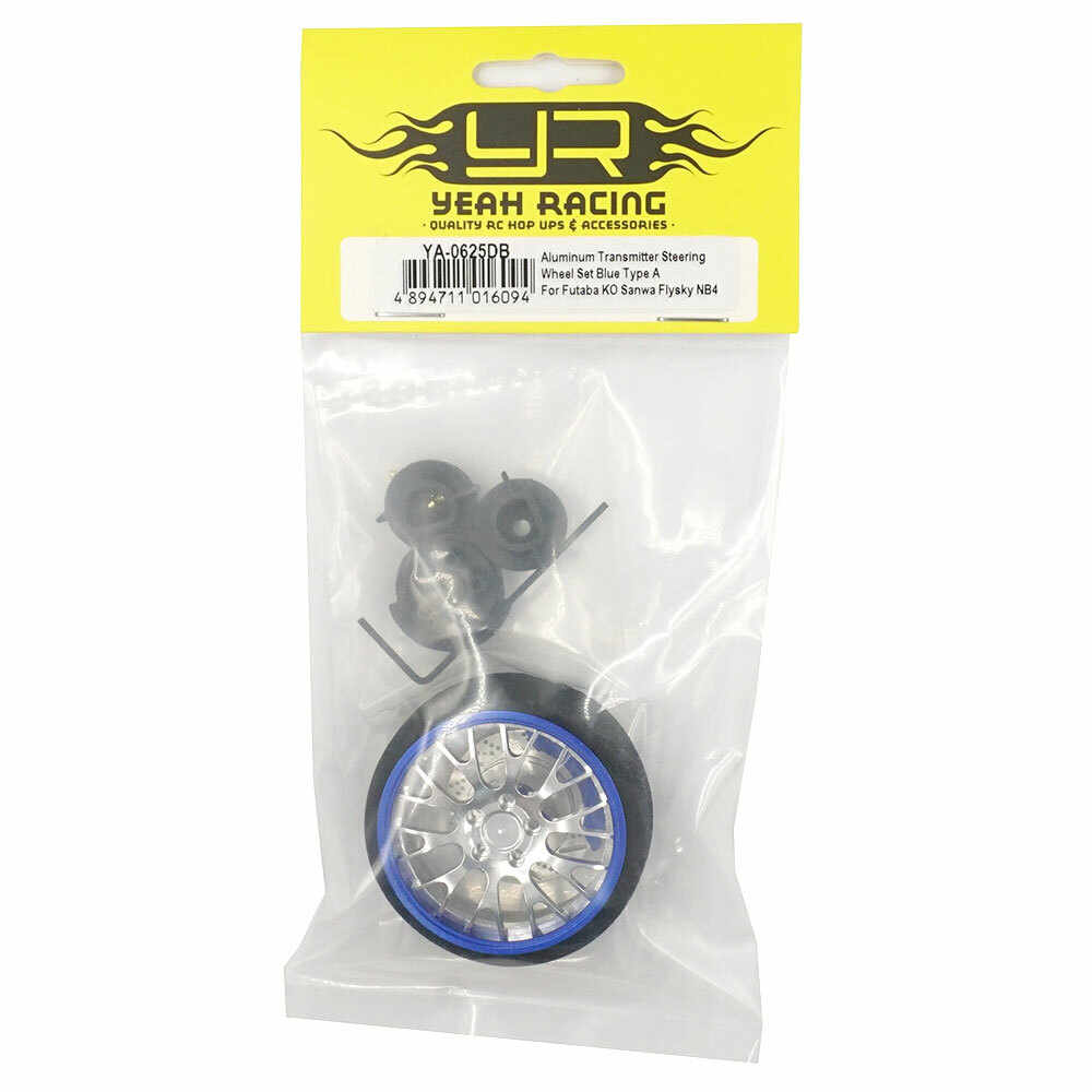 Yeah Racing YA-0625DB Aluminum Transmitter Steering Wheel Set Blue Type A