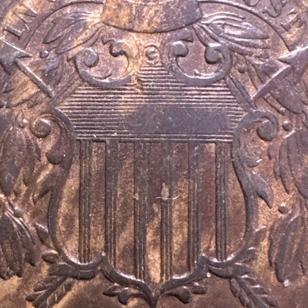1866 US UNION SHIELD Copper Two Cents - 2 Cent Piece - Great Condition