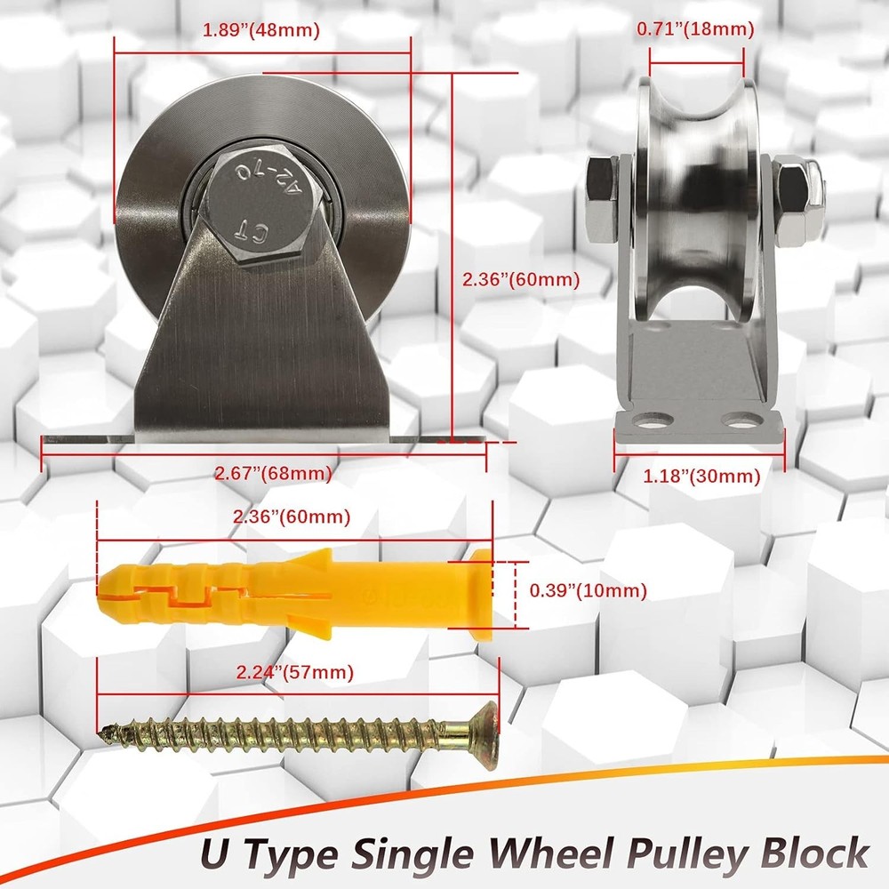 Versatile Stainless Steel Single Pulley Block - Easy Install for DIY Projects