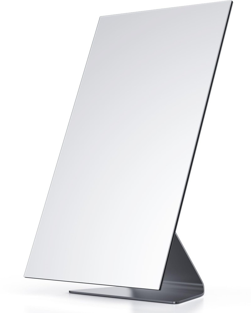 Rectangular -Standing Makeup Mirror, Frameless 1X Vanity Mirror with Adjustab...