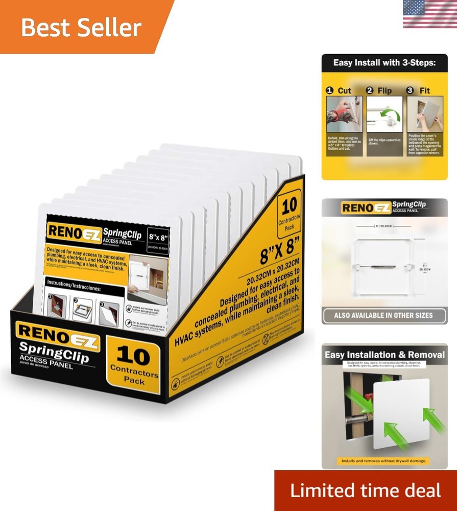 Plastic Access Panel 8x8 inches with Spring Click Technology - No Tools Requi...