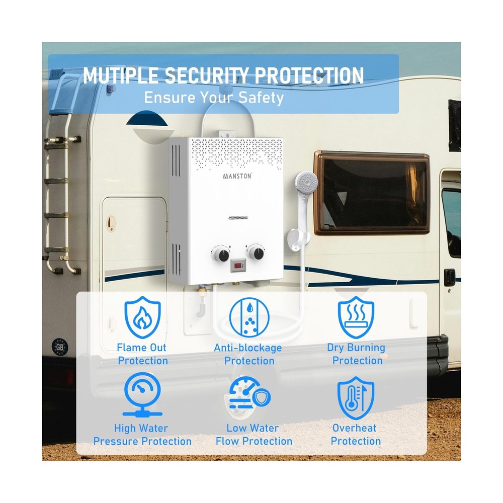 Tankless Water Heater, VANSTON Propane Water Heater Outdoor, 1.45GPM Portable...