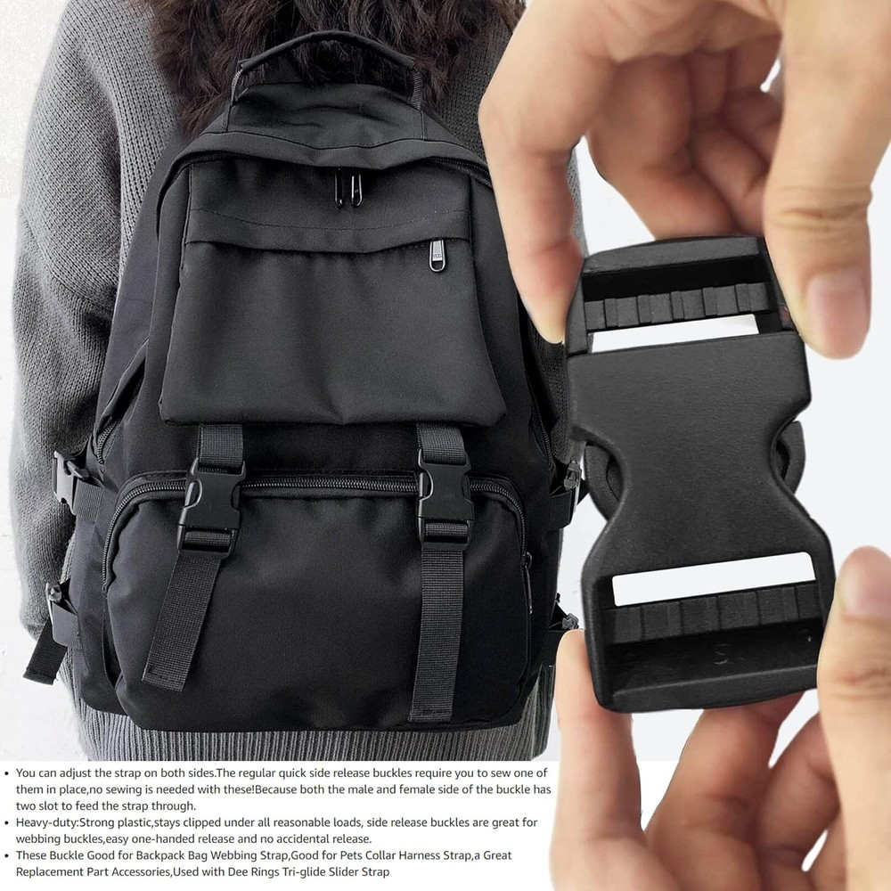 Quick Side Release Buckles Dual Adjustable Heavy Duty Plastic Clips